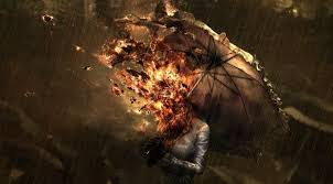 Umbrella Head Fire Art Wallpaper Rain Wallpapers Graphic Art