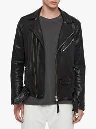 Allsaints Roundhouse Leather Biker Jacket Black At John Lewis Partners