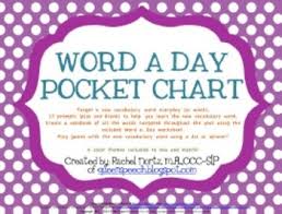 Word A Day Or Week Pocket Chart For Vocabulary