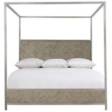 Bernhardt Loft Highland Park 398 H59g 398 Fr9g Milo Rustic Modern King Canopy Bed With Glazed Silver Metal Frame Dunk Bright Furniture Canopy Beds
