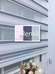 Cizgili Zebra Perde Plise Model Fume Acik Pembe Gri Zebra Perde Gri