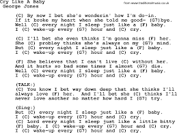 Cry Like A Baby By George Jones Counrty Song Lyrics And Chords