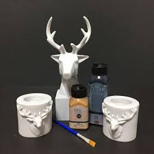 3 Lu Geyik Mumluk Boyama Seti 1 Adet Buyuk Geyik Mumluk 2 Adet Kucuk Geyik Mumluk 1 Adet Akrilik Boya 140ml 1 Adet Metalik Akrilik Boya 75m In 2020 Glassware Tableware