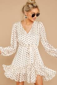 Black And White Polka Dot Long Sleeve Dress Keep Me Falling For You Ivory Polka Dot Dress Poka Dot Dress Dot Dress Dresses
