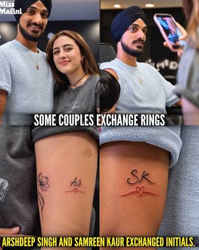 Arshdeep Singh and Samreen Kaur are taking couple goals to the next level  with matching tattoos of each other's initials — “SK” for Samreen and “AS”  for Arshdeep, complete with a tiny