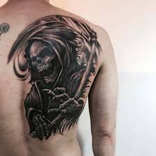 Black and grey grim reaper skull with clock tattoo design Death Symbol Grim Reaper Tattoos By Tattolover Medium