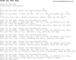 Childrens Songs And Nursery Rhymes Lyrics With Easy Chords For Down By The Bay Childrens Songs Nursery Songs Lyrics Ukulele Songs