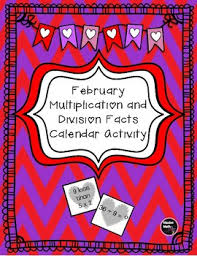 february multiplication and division facts calendar activity