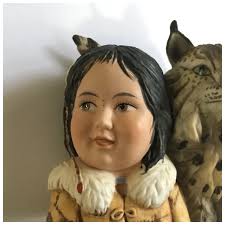 Winter Scouts by Gregory Perillo Little Indian with Bob Cat Figurine 1989  For Sale