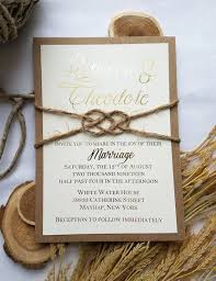 Rustic Gold Wedding Invitation And Twine Knot Rustic Rose Gold Rustic Rose Gold Wedding Gold Wedding Invitations Rose Gold Wedding Invitations