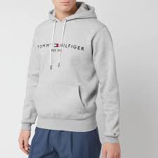 Tommy Hilfiger Mens Tommy Logo Hoodie Cloud Heather