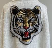 Large Sequin Tiger Patch: Sew-On Beaded Applique