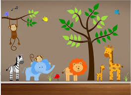 Nursery Wall Decals Includes Tree Monkey Lion By Paintlessdeco 199 99 Jungle Theme Nursery Jungle Wall Decals Baby Boy Room Themes