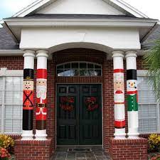 Outdoor & garden decorations └ seasonal decorations └ celebrations & occasions └ home, furniture & diy all categories antiques art baby books, comics & magazines business. The Holiday Santa Claus Column Wrap Provides A Unique Elegant Style To Exterior Christmas Decorations Front Porch Christmas Decor Outdoor Christmas Decorations