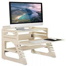 Mi 7959 Mount It Wood Standing Desk Ergonomic Height Adjustable Wooden Standing Desk Converter With Full Size Keyboard Tray And