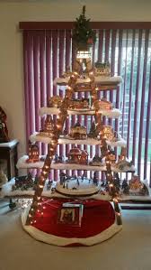 Mom S Wooden Ladder Christmas Tree Village Fun Christmas Decorations Christmas Decor Diy Christmas Candle Decorations