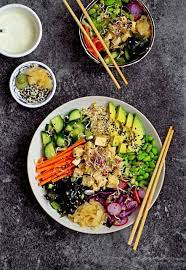 Wasabi Ginger Tofu Poke Bowls Japanese Vegetarian Recipes Raw Food Recipes Tofu Dinner Recipes