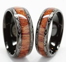Tungsten Wedding Band Wedding Band Set Matching His Hers Wedding Ring Wood Inlay 8mm 6mm Tu Mens Wedding Rings Tungsten Carbide Wedding Bands Wood Wedding Ring