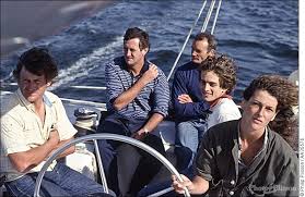Florence Arthaud Eric Tabarly Olivier Kersauson Et Patrick Morvan A Bord De Jet Service Bateau Marin Bateaux Voilier