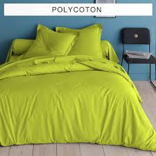 Housse De Couette Polycoton Tertio Vert Anis En 2020 Housse De Couette Couette Housses