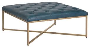 Shop for black leather ottoman online at target. Galila Square Coffee Table Ottoman Antique Brass Vintage Peacock Leather Contemporary Footstools And Ottomans By Rustic Home Furnishings Houzz
