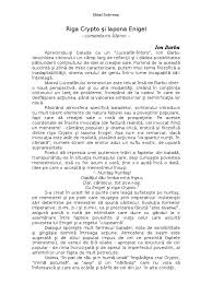 Enigel in limba suedeza inseamna inger si vine din latinescul angelus. Ion Barbu Riga Crypto Si Lapona Enigel Comentariu Literar