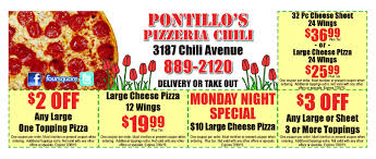 Pontillo S Pizzeria Chili Coupons Pizza Specials Delivery And Takeout Chili Pizza Special Sheet Pizza