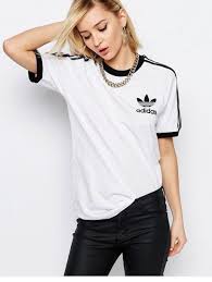 Black And White Adidas T Shirt Women S T Shirt 73 At Asos Uk Wheretoget Adidas Women Adidas Outfit Boyfriend T Shirt