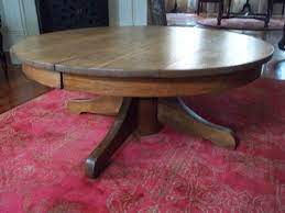 I love the look of old antique chinese stools because. Antique Tiger Oak Round Pedestal Coffee Table 42 Diameter Refinished Ebay 999 99 Round Wood Coffee Table Pedestal Coffee Table Retro Coffee Tables