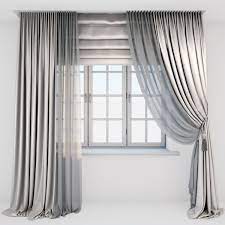 Light Beige Silk Curtains On The Floor Straight And With A Pick Up Brush Tulle Roman Blind Window Roman Blinds Living Room Curtains With Blinds Living Room Decor Curtains