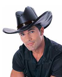 Black Faux Leather Cowboy Hat Hats For Men Black Cowboy Hat Cowboy Hats