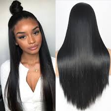 Custom toupee for men black short wig remy human hair system private order units. Long Natural Black Women Straight Synthetic Lace Front Wigs Heat Resistant Soft 713721620685 Ebay