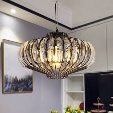 Crystal Encrusted Ceiling Hanging Lantern Retro 1 Light Dining Table Suspended Lighting Fixture In Black Beautifulhalo Com