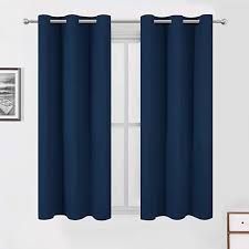 Lemomo Navy Blue Blackout Curtains 42 X 63 Inch Length Set Of 2 Curtain Panels Thermal Insul Navy Blue Blackout Curtains Navy Blue Curtains Light Blue Curtains