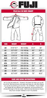 fuji judo size chart bjj kimono size chart bjj uniform size