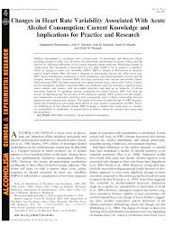 Pdf Changes In Heart Rate Variability Associated With Acute Alcohol Consumption Current Knowledge And Implications For Practice And Research