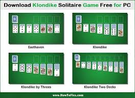 As long as you have a computer, you have access to hundreds of games for free. Download Klondike Solitaire Game For Windows Pc 10 8 1 8 7 Xp Vista Howtofixx
