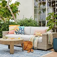 The height or top of the table should be level with the top of your sofa cushions, or slightly lower, which is usually around 18 inches; Buy Online Portside Outdoor Round Concrete Coffee Table Weathered Gray Now West Elm Uae