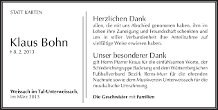 Traueranzeigen von Klaus Bohn