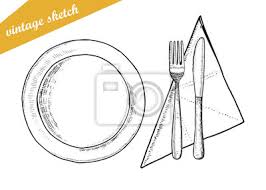 The breakfast is very minimal and served with plastic cutlery. Assiette Fourchette Et Couteau Vecteur Coutellerie Croquis Isole Peintures Murales Tableaux Couverts Vaisselle Coutellerie Myloview Fr