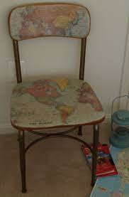 Vintage Map Chair Decoupage Chair Furniture Recycled Furniture