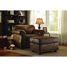 Hertfordshire Microfiber 90 Rolled Arm Sofa Chair And Ottoman Set Chair And Ottoman Overstuffed Chairs