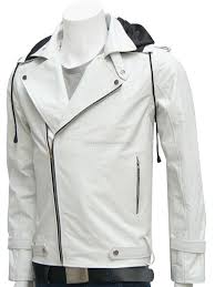 Men S White Hooded Leather Jacket Leather Jacket Shop Leather Jacket Leather Jacket Men Leather Jacket With Hood