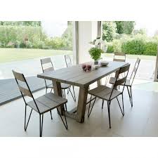 Un ensemble table et chaise de jardin totem, que l'on. Salon De Jardin En Bois Teck Grise 6 8 Pers Ensemble De Jardin 1 Table Rectangulaire 200 90 Cm Et 6 Chaises Scandi Bois Et Pieds Metal 3 Suisses