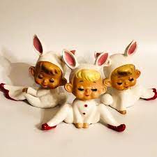 昭和レトロ うさぎ バニー 兎 陶器 人形 三体 当時物 昔 かわいい jauce shopping service yahoo japan auctions ebay japan kitschy auction disney characters