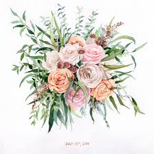 Original Custom Bridal Bouquet Painting In Watercolor Wedding Etsy Custom Bridal Bouquet Floral Painting Watercolor Bouquet