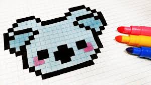 Pixel Art Hecho A Mano Como Dibujar Un Koala Kawaii Dibujos En Cuadricula Arte Pixeles Minecraft Cuadricula Para Dibujar