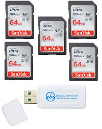 Get the best deals on sandisk camera memory cards. Amazon Com Sandisk 64gb Sd Ultra Memory Card 5 Pack Uhs I Class 10 Sd Memory Card Sdsdunr 064g Gn6in Bundle With 1 Everything But Stromboli Combo Card Reader Electronics