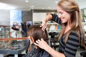 Geniessen sie die ruhige atmosphäre, schalten sie einmal vom . Hairdresser Cutting Client S Hair In Beauty Salon Stock Photo Picture And Royalty Free Image Image 14350909