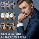 Amazon.com: LEIFIDE 9 Pack Men's Quartz Watch Set Chronograph PU ...